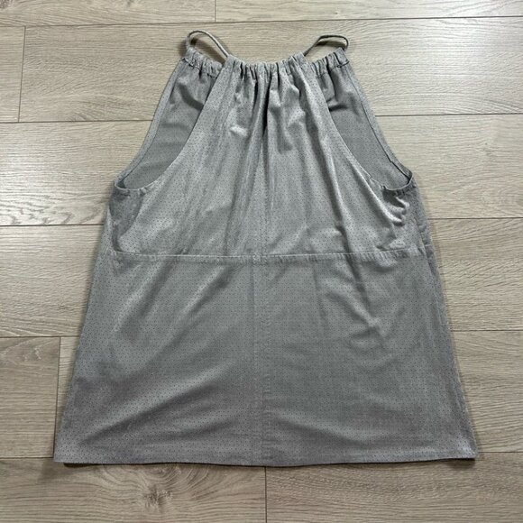 Gray Faux Suede Halter Neck Tank Blouse Top - Picture 2 of 6